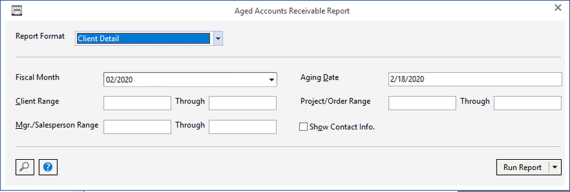 aged ar report window