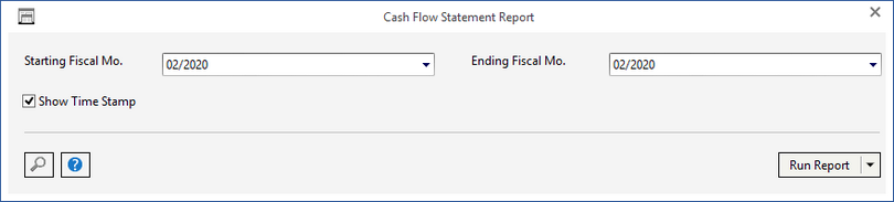 cash flow stmt report window