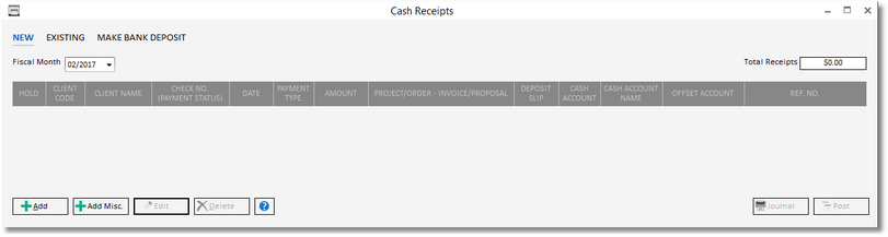 cash receipts - new