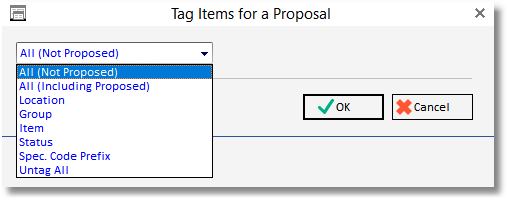 tag items for a proposal window