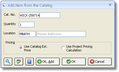 Add Item from the Catalog