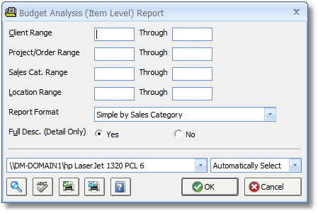 Budget Analysis (Item Level) Report