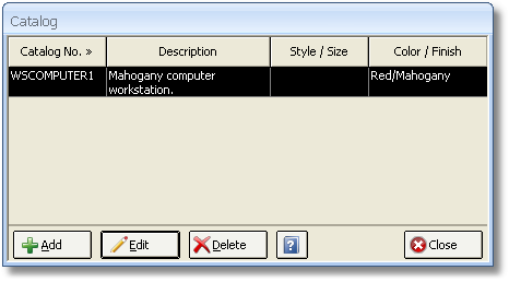 Catalog Glossary Window