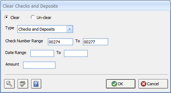 Clear Checks and Deposits Window