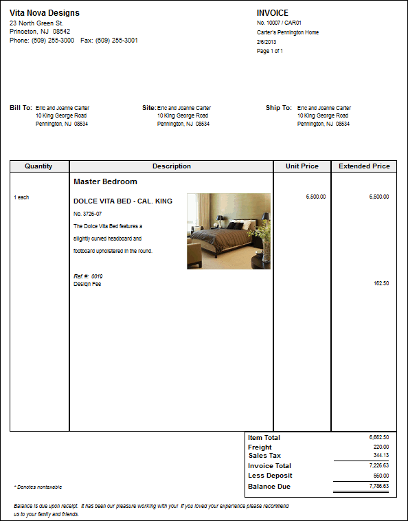 commercial invoice example