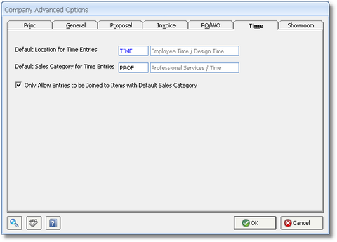 Company Advanced Options - Time tab