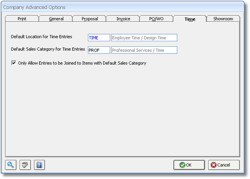 Company Advanced Options - Time tab