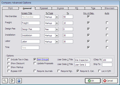 Company Advanced Options with Use Groups