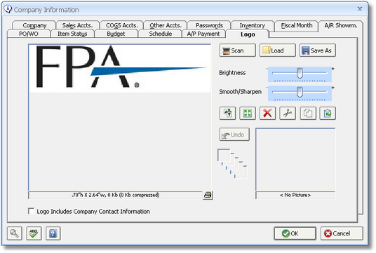 Company Information Window - Logo tab