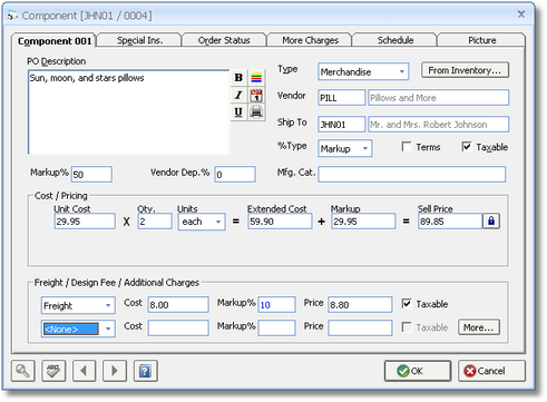 Component Window - Component tab