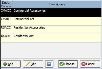 Department -search window
