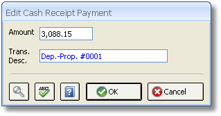 Edit Cash Receipt Payment Window