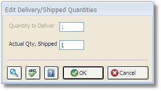Edit Delivery-Shipped Quantities Window