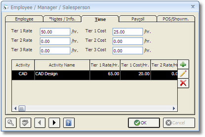 Employee Window - Time Tab
