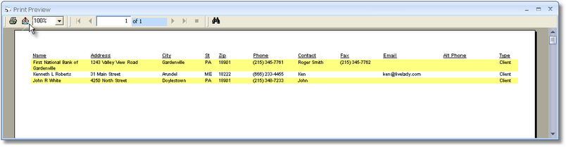 ExportContact  –  Print Preview with Export Button