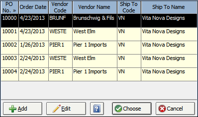 inventory po search window