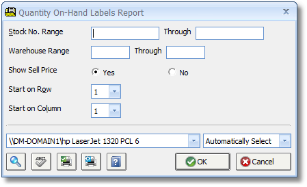 Inventory Quantity On Hand Labels Report