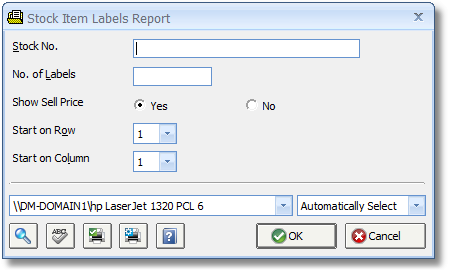 Inventory Stock Item Labels Report