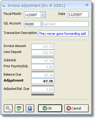 Invoice Adjustment Window