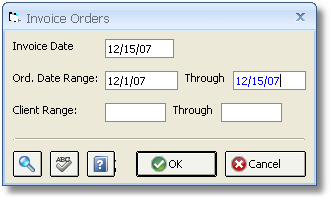 Invoice Orders Window