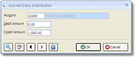 Journal Entry Distribution Window