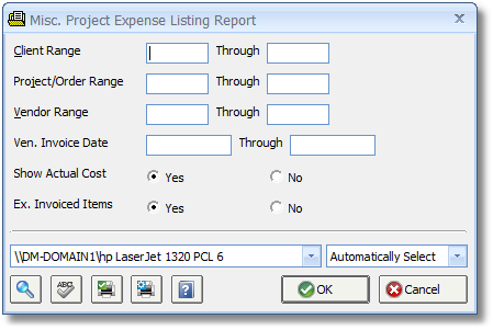 Misc Project Expense Listing Report