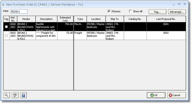 New Purchase Order Window