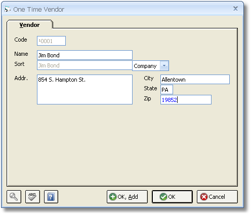 One Time Vendor Window