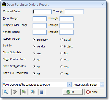 Open Purchase Orders Report