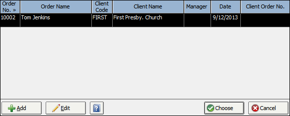 Order search window