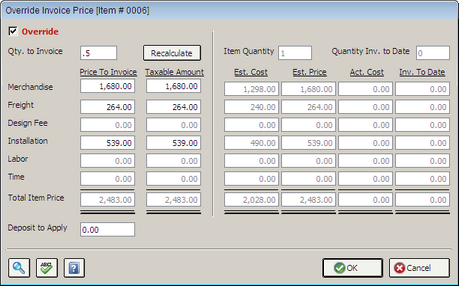 Override Invoice Price