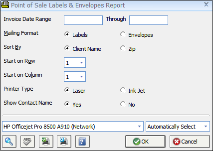 Point of Sale Labels and Envelopes Report