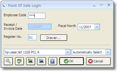 POS Log-in Window