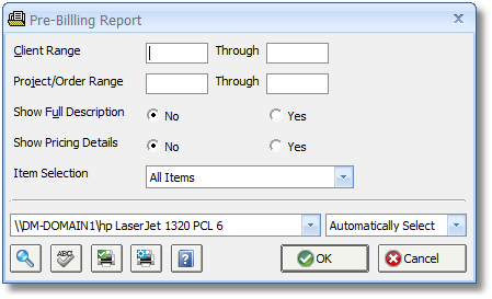 Pre-Billing Report