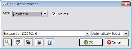 Print Client Invoices Window