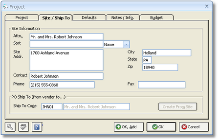 Project - Site - Ship To