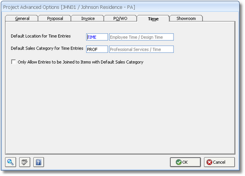 Project Advanced Options - Time Tab