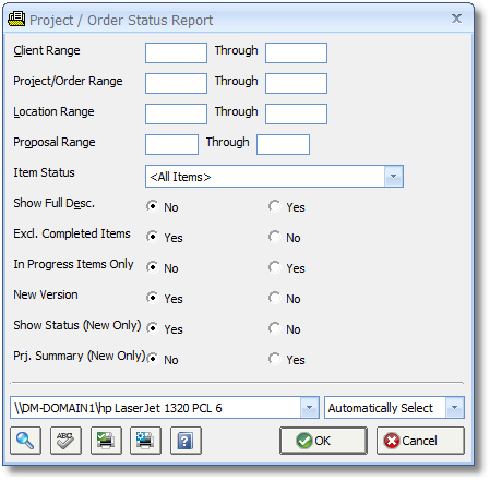 Project Order Status Report