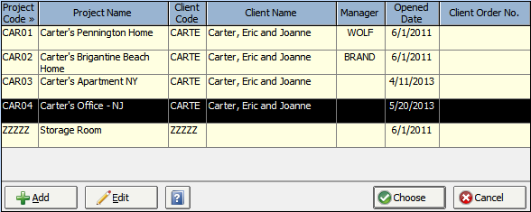 project search window