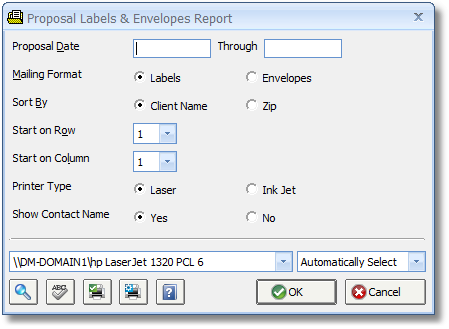 Proposal Labels and Envelopes Report