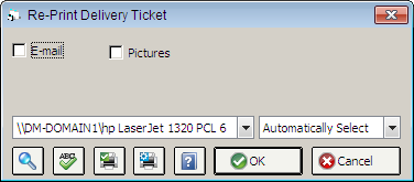 Re-Print Delivery Ticket Window
