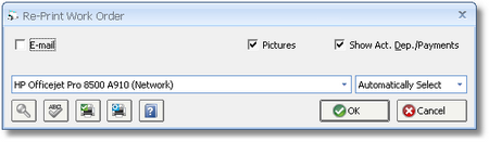 Re-Print Work Order Window