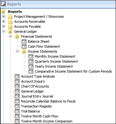 reports list - gl