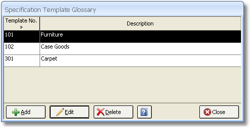 Specification Template Glossary