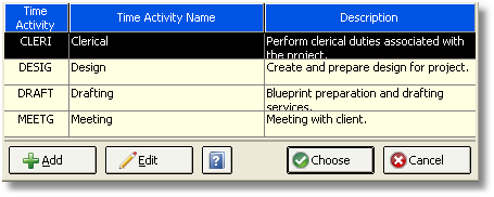 Time Activity Search Window