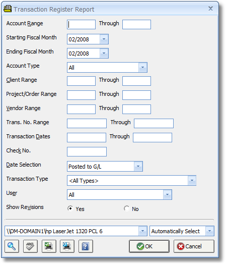 Transaction Register Report