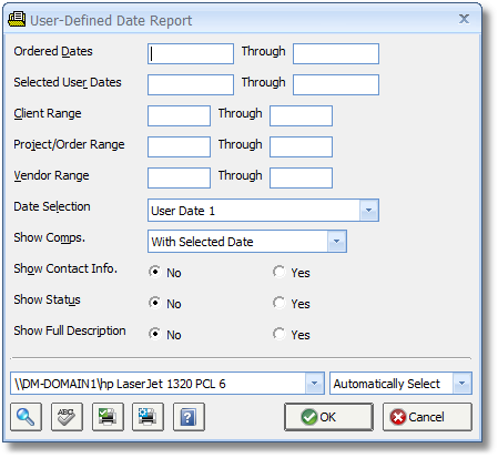 User Defined Date Report