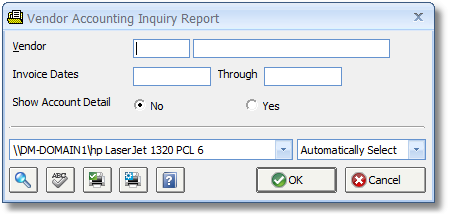 Vendor Accounting Inquiry Report