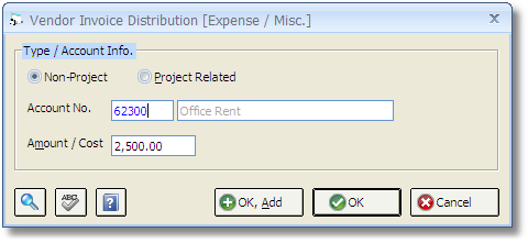 Vendor Invoice Distribution - Expense - Nonproject