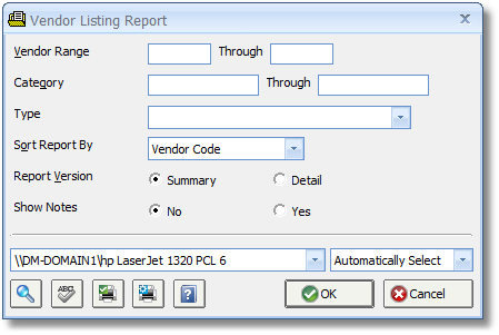Vendor Listing Report